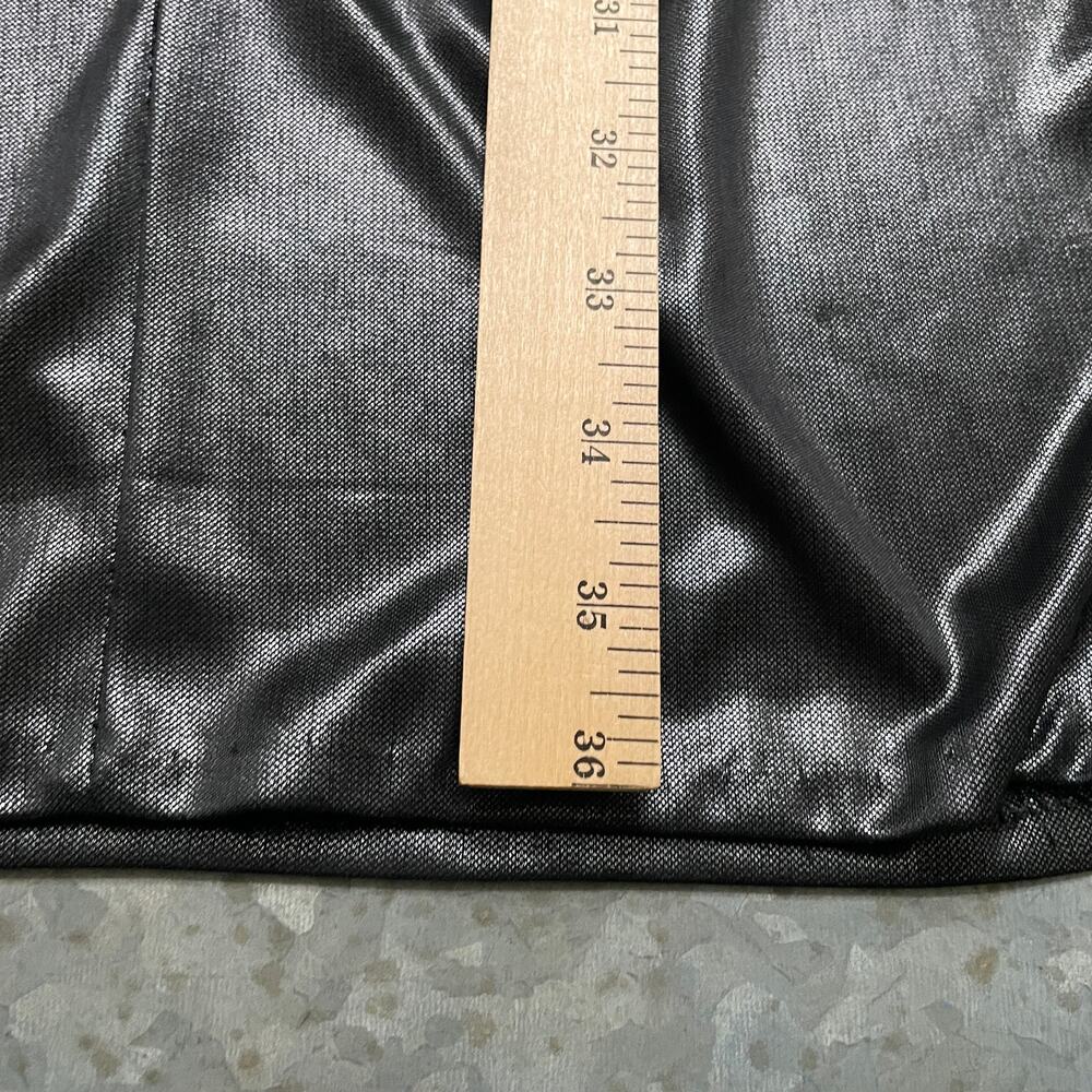 Vintage Midnight Glo Petites V-Neck Wrap Metallic Dress Small Black Gray Silver - Picture 9 of 11